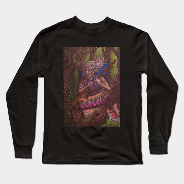 Baba Yaga Long Sleeve T-Shirt by Dracuria